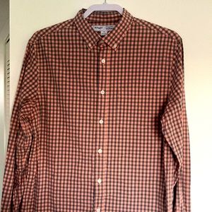 Old Navy peach&grey gingham/check long-sleeve shirt